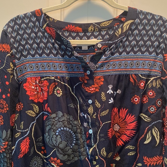 LOFT Multi Patterned Button Down Blouse - Picture 2 of 5